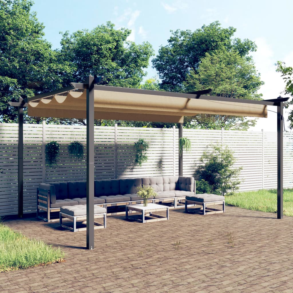 vidaXL Garden Gazebo with Retractable Roof 4x3 m Taupe