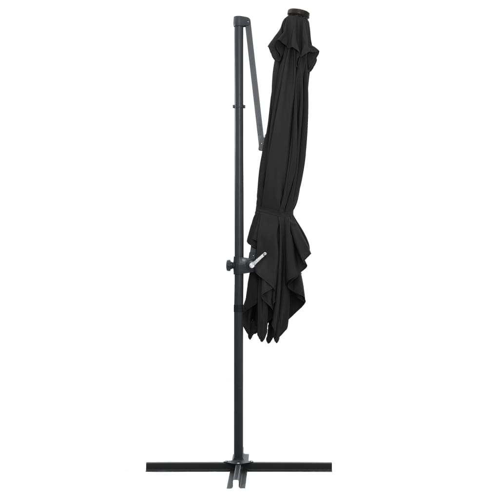 vidaXL Cantilever Umbrella with LED lights and Steel Pole 250x250 cm Black