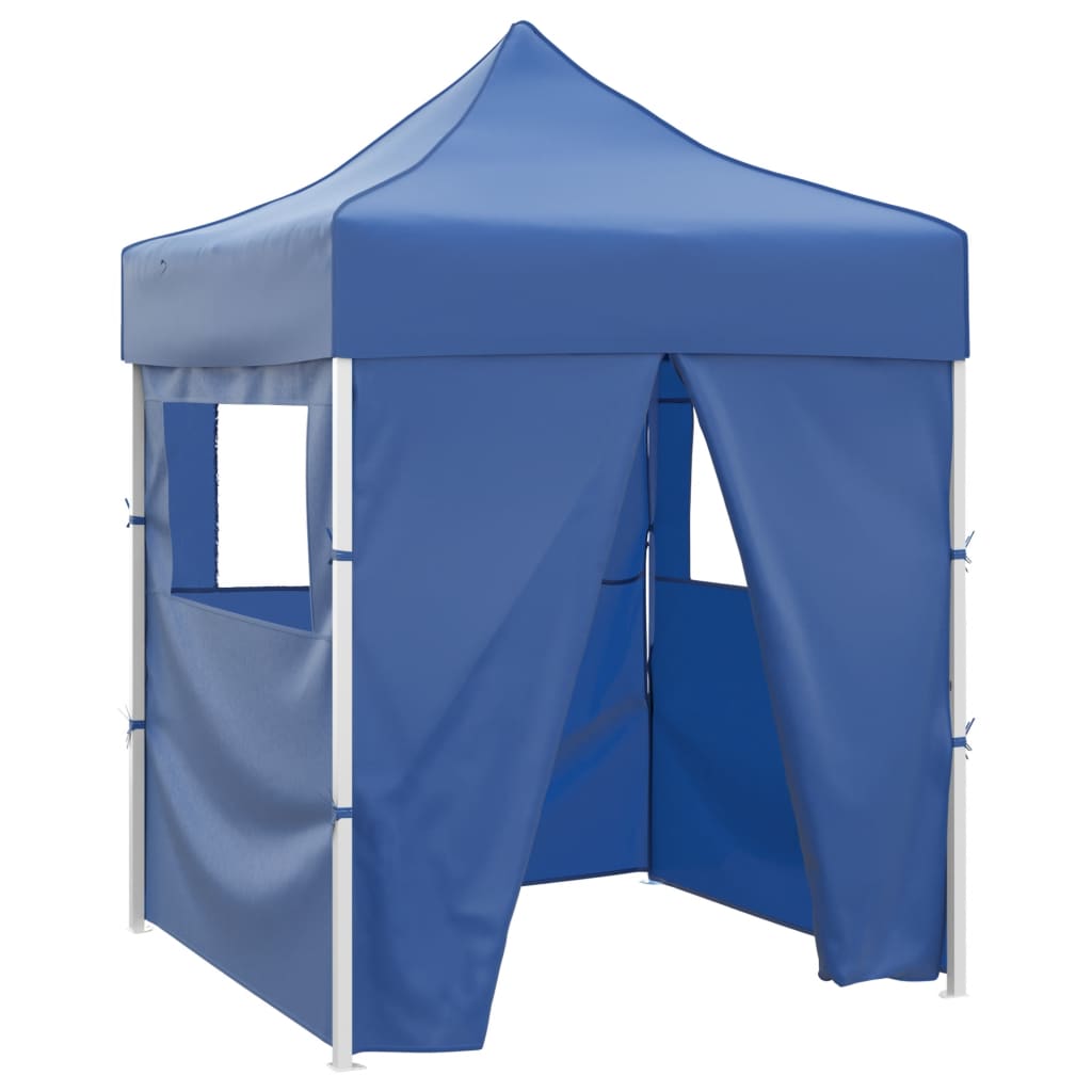 vidaXL Professional Folding Party Tent with 4 Sidewalls 2x2 m Steel Blue