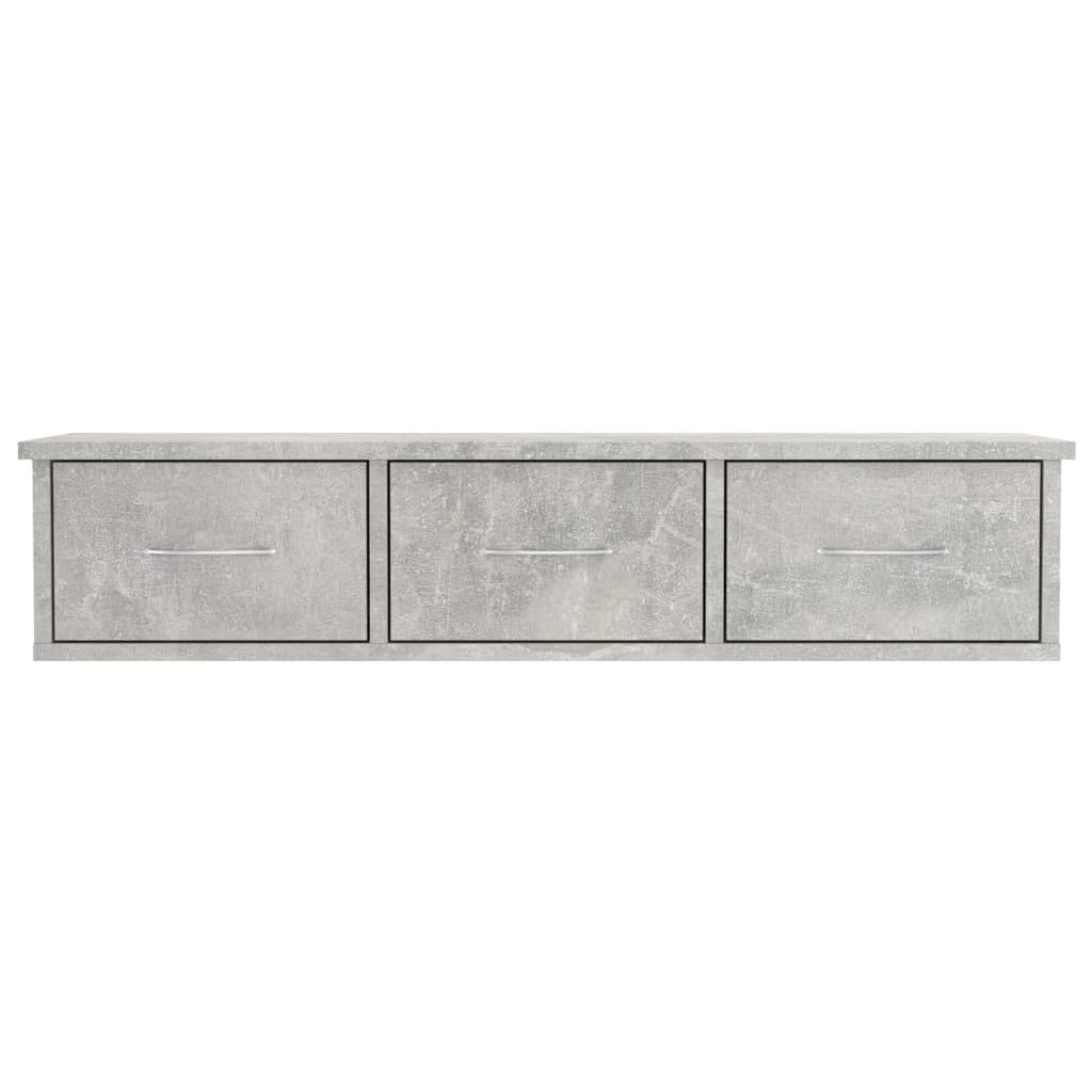 vidaXL Wall-mounted Drawer Shelf Concrete Grey 88x26x18.5 cm Engineered Wood