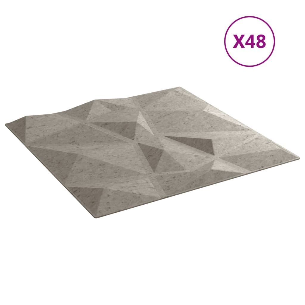 vidaXL Wall Panels 48 pcs Concrete Grey 50x50 cm XPS 12 m² Diamond