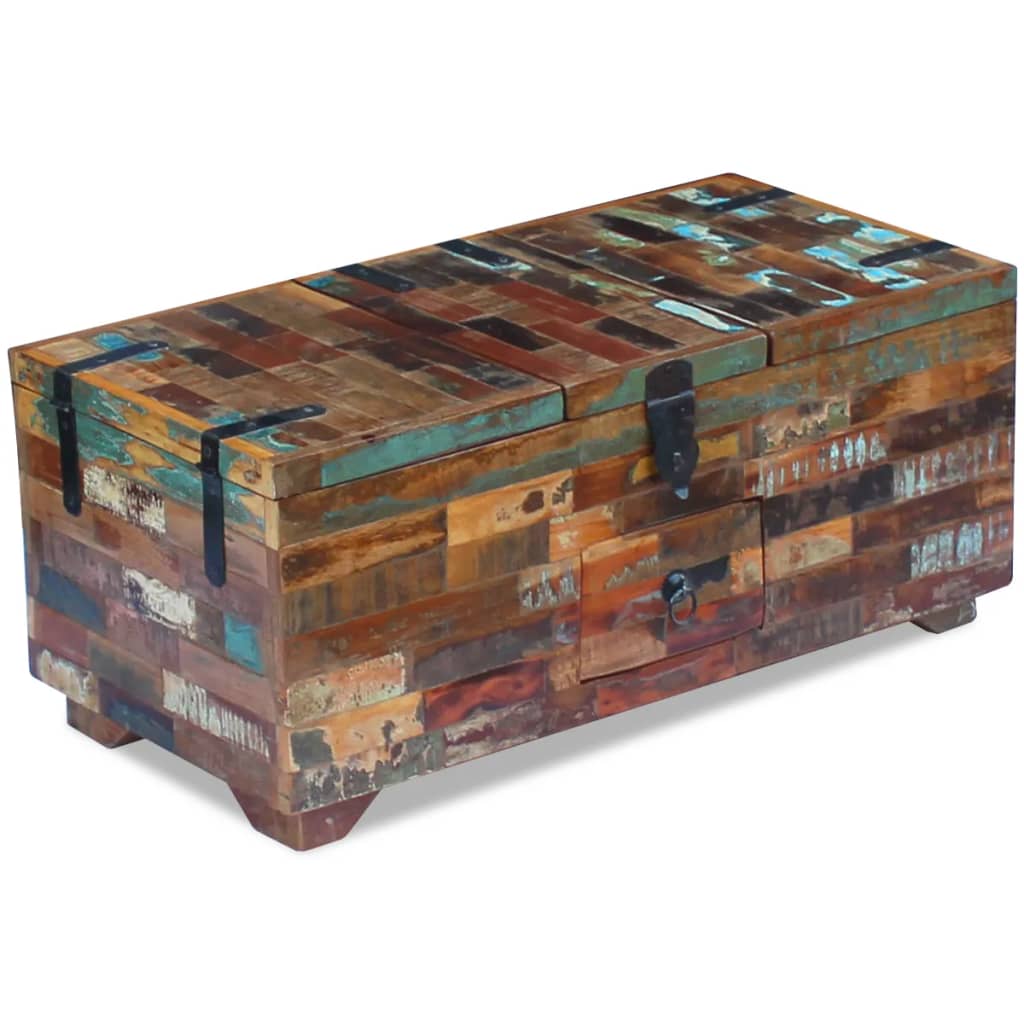 vidaXL Coffee Table Box Chest Solid Reclaimed Wood 80x40x35 cm