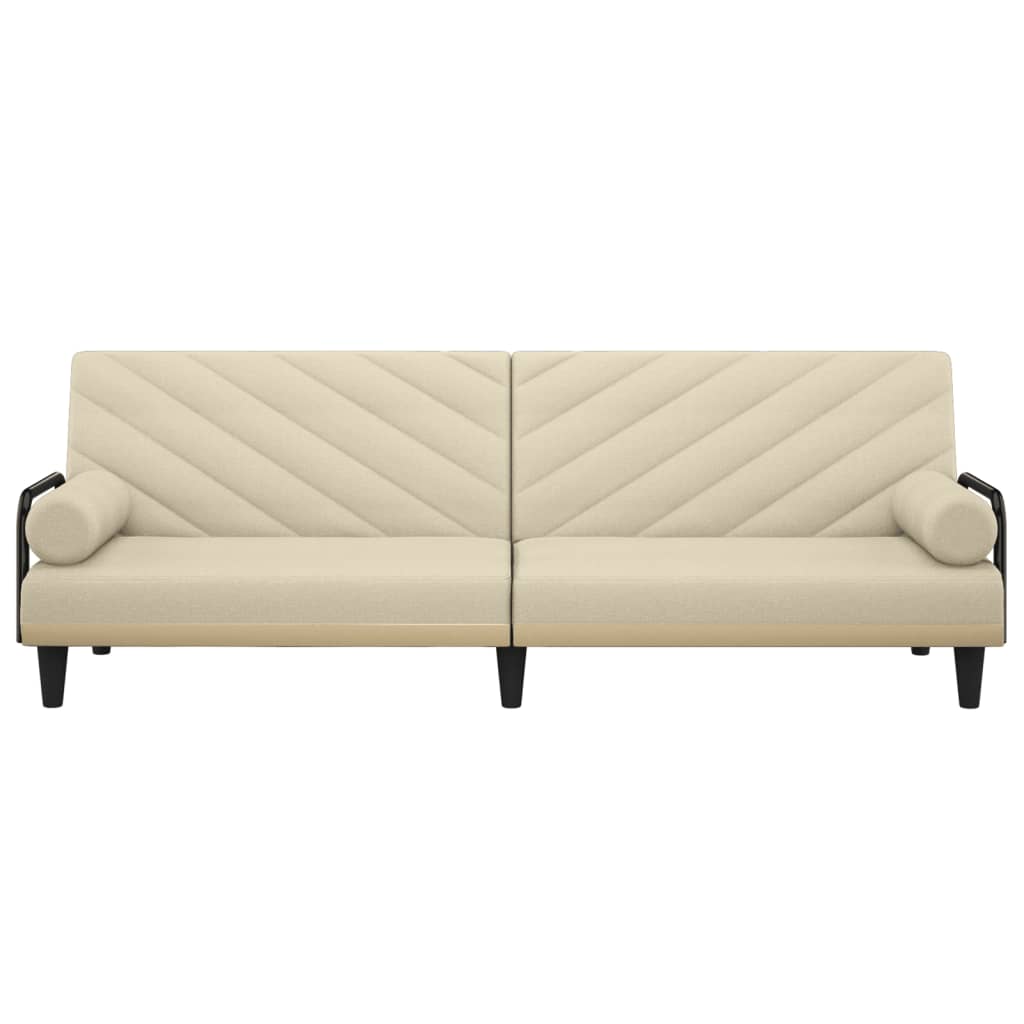 vidaXL Sofa Bed with Armrests Cream Fabric