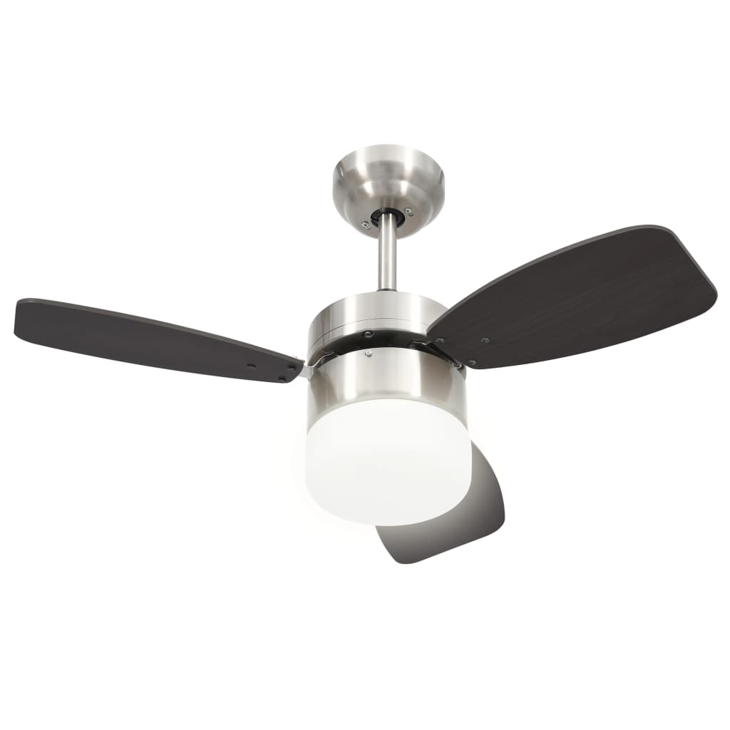 vidaXL Ceiling Fan with Light and Remote Control 76 cm Dark Brown