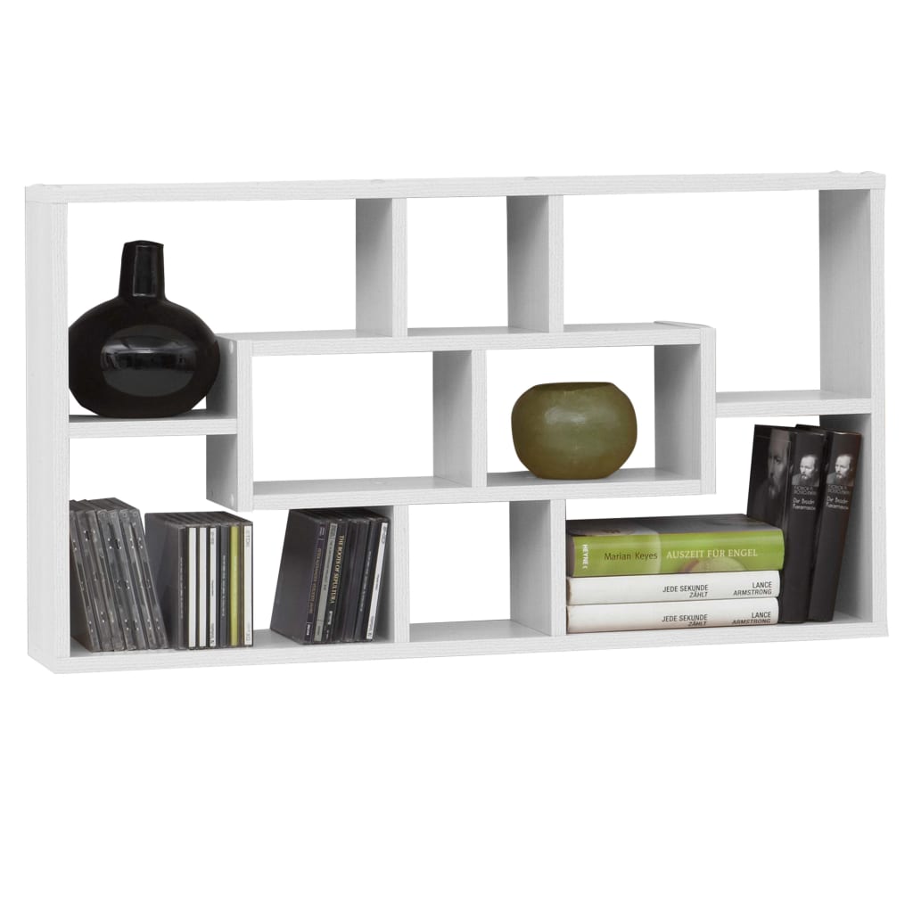 FMD Wall-mounted Shelf Rectangular with 8 Compartments White