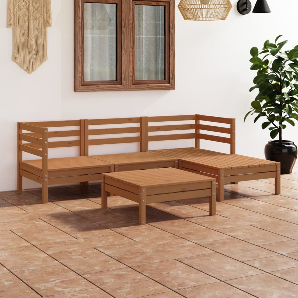 vidaXL 5 Piece Garden Lounge Set Solid Pinewood Honey Brown
