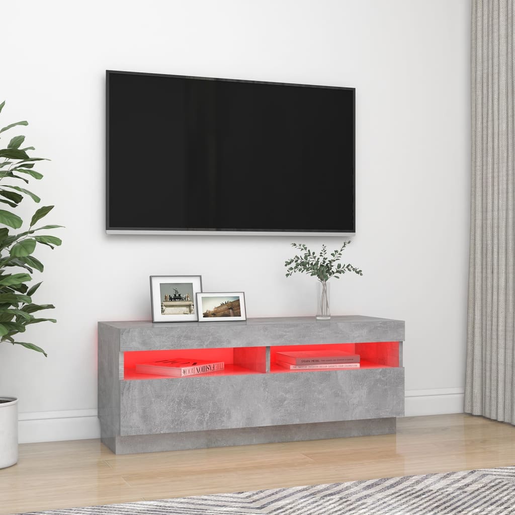 vidaXL TV Cabinet with LED Lights Concrete Grey 100x35x40 cm