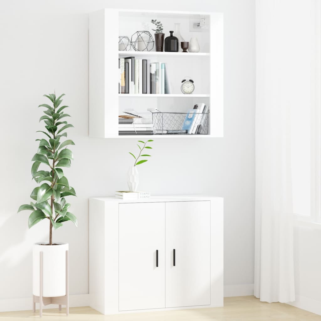 vidaXL Wall Cabinet High Gloss White 80x33x80 cm Engineered Wood