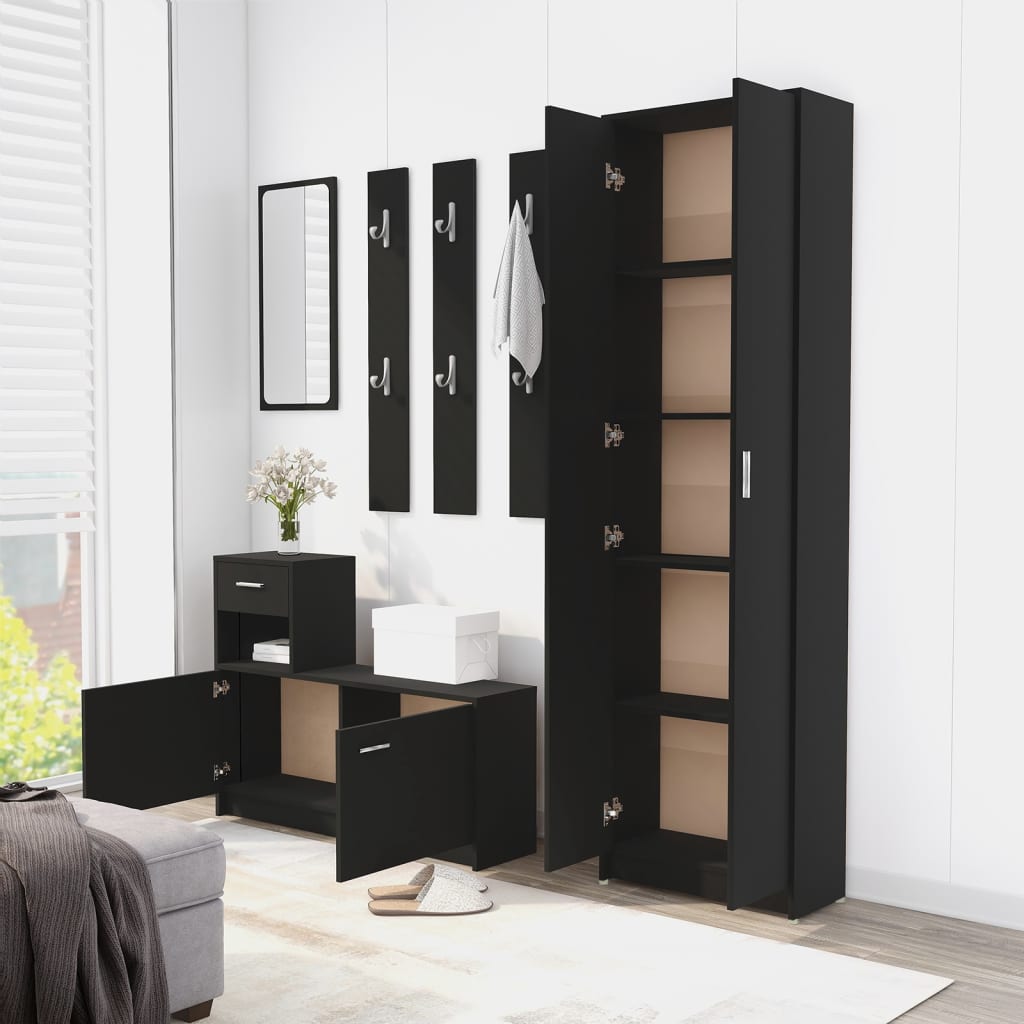 vidaXL Hallway Wardrobe Black 55x25x189 cm Engineered Wood
