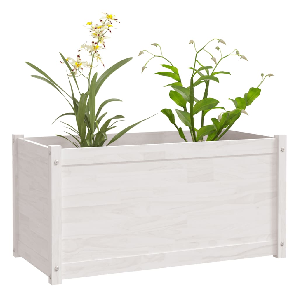 vidaXL Garden Planter White 100x50x50 cm Solid Pinewood