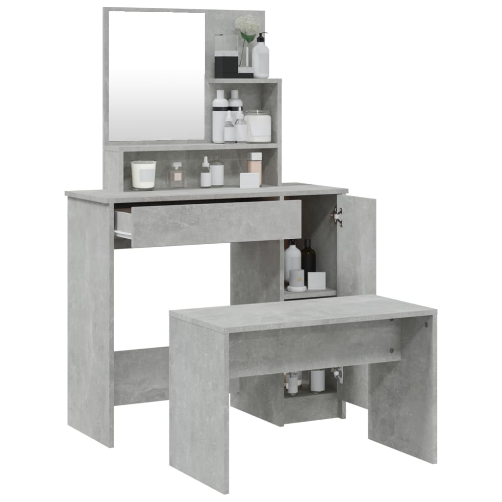 vidaXL Dressing Table Set Concrete Grey 86.5x35x136 cm