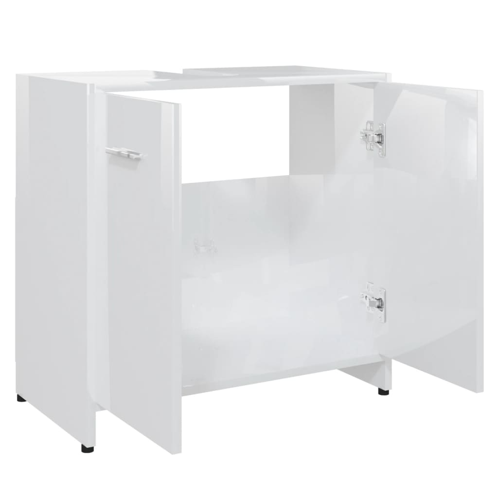 vidaXL Bathroom Cabinet High Gloss White 60x33x61 cm Engineered Wood