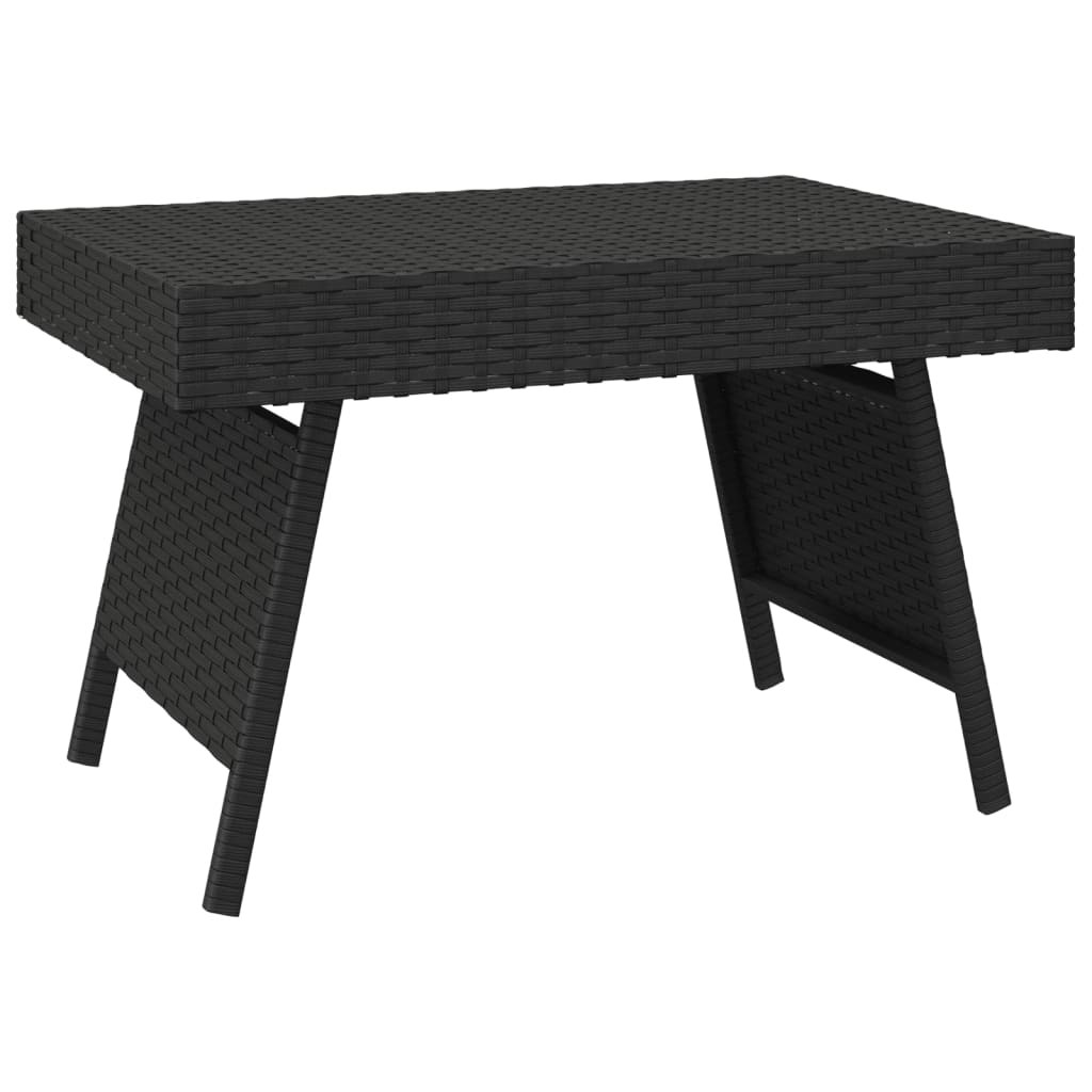vidaXL Foldable Side Table Black 60x40x38 cm Poly Rattan