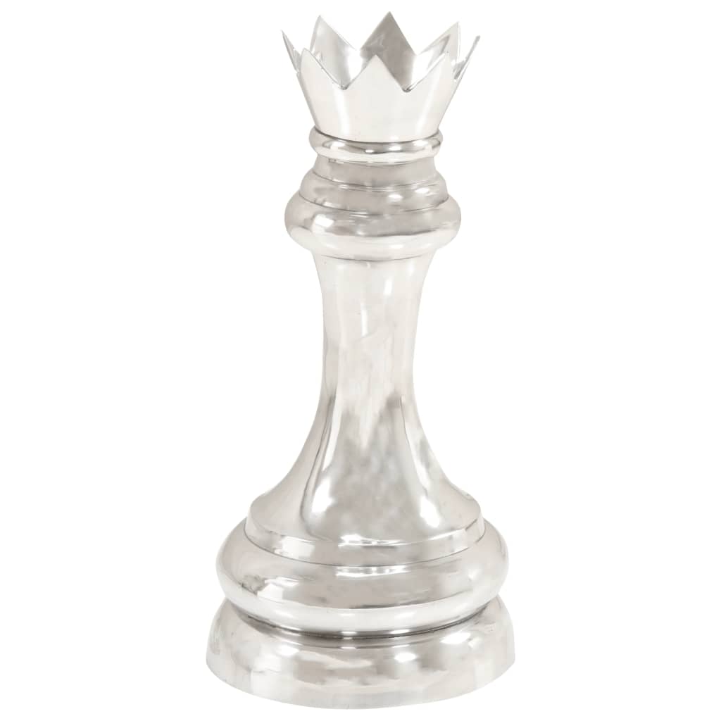 vidaXL Chess Queen Sculpture Solid Aluminium 58 cm Silver