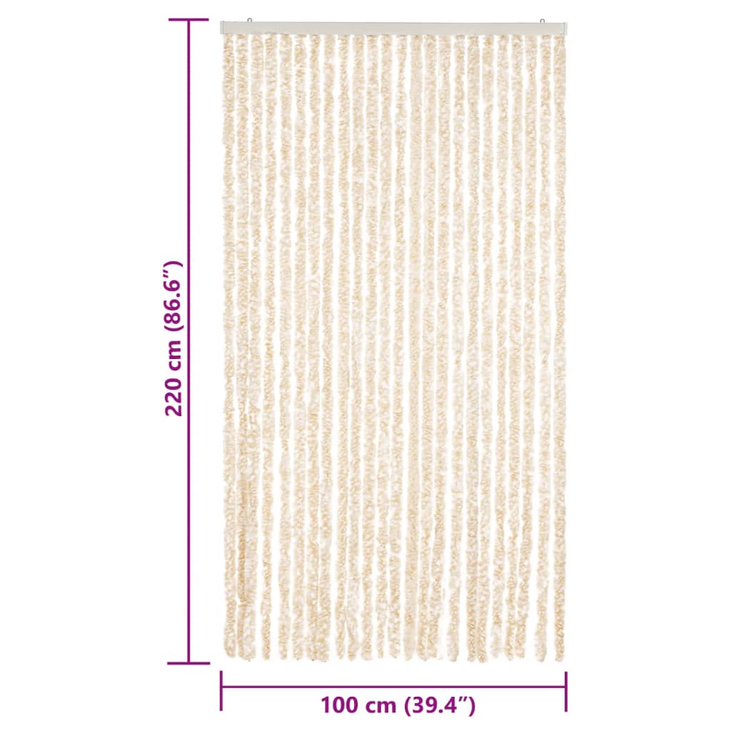 vidaXL Fly Curtain Beige and White 100x220 cm Chenille