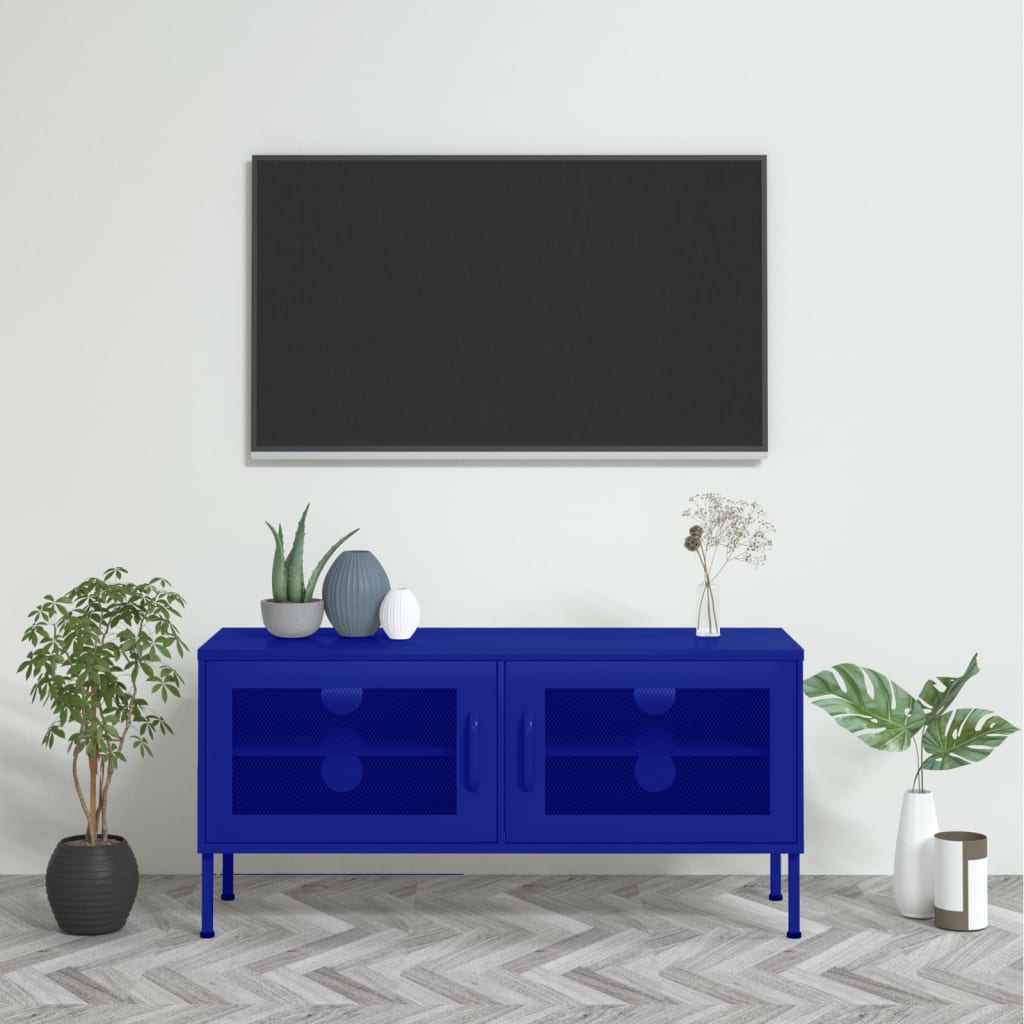 vidaXL TV Cabinet Navy Blue 105x35x50 cm Steel