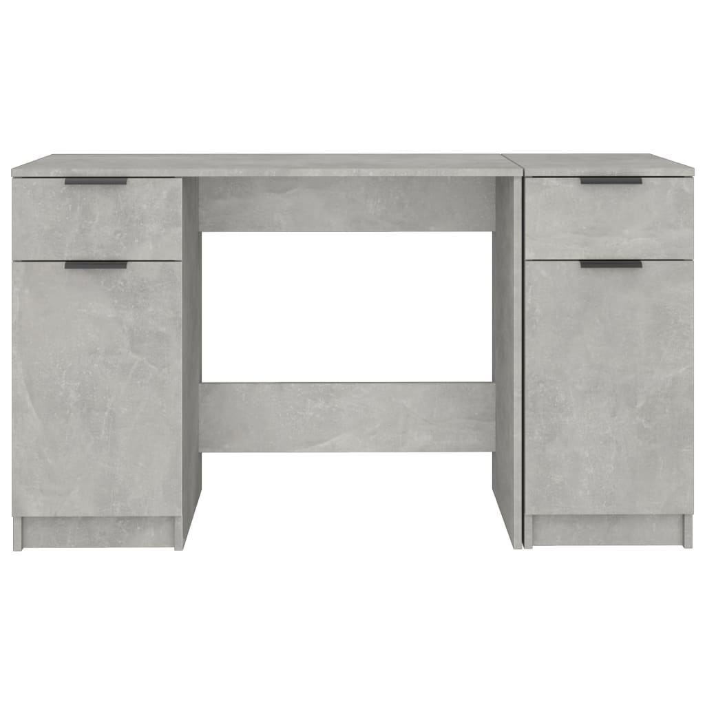 vidaXL Desk with Side Cabinet Concrete Grey Engineered Wood