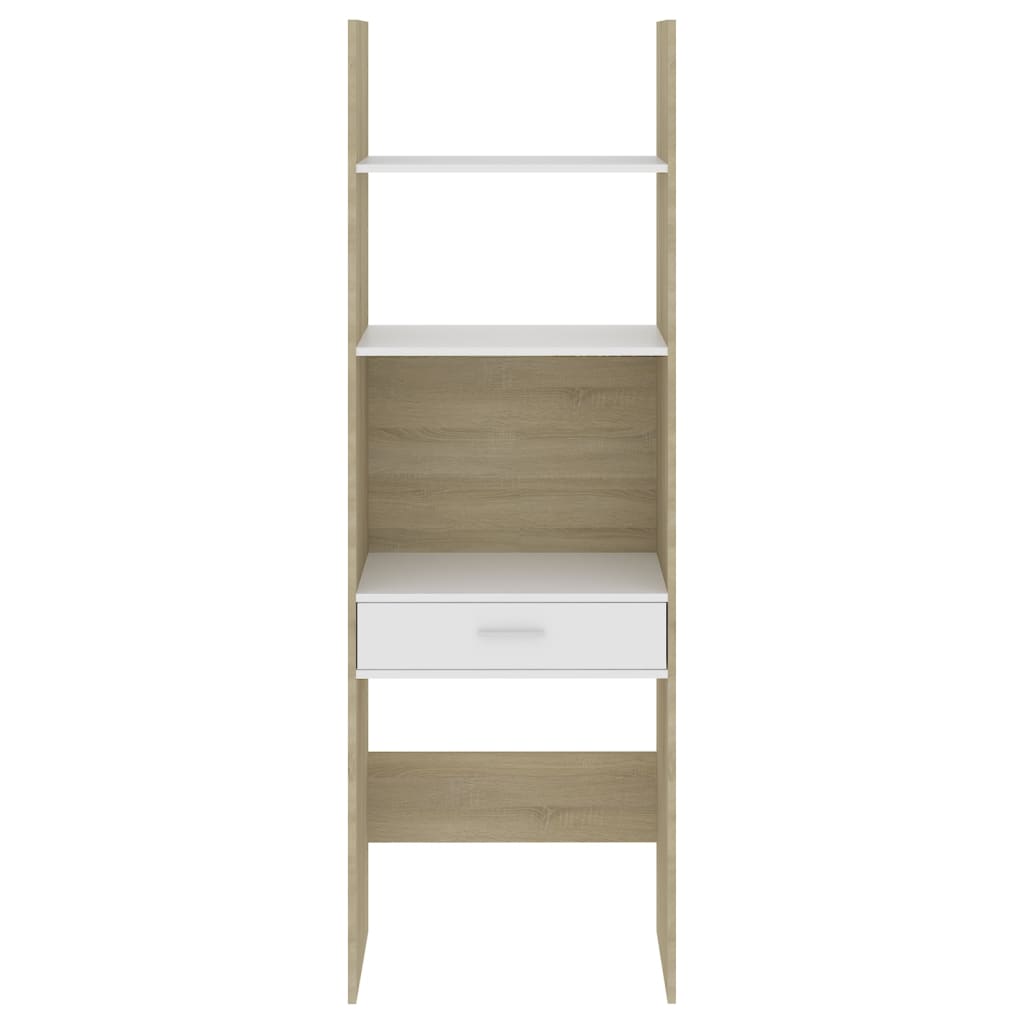 vidaXL Book Cabinet White and Sonoma Oak 60x35x180 cm Engineered Wood