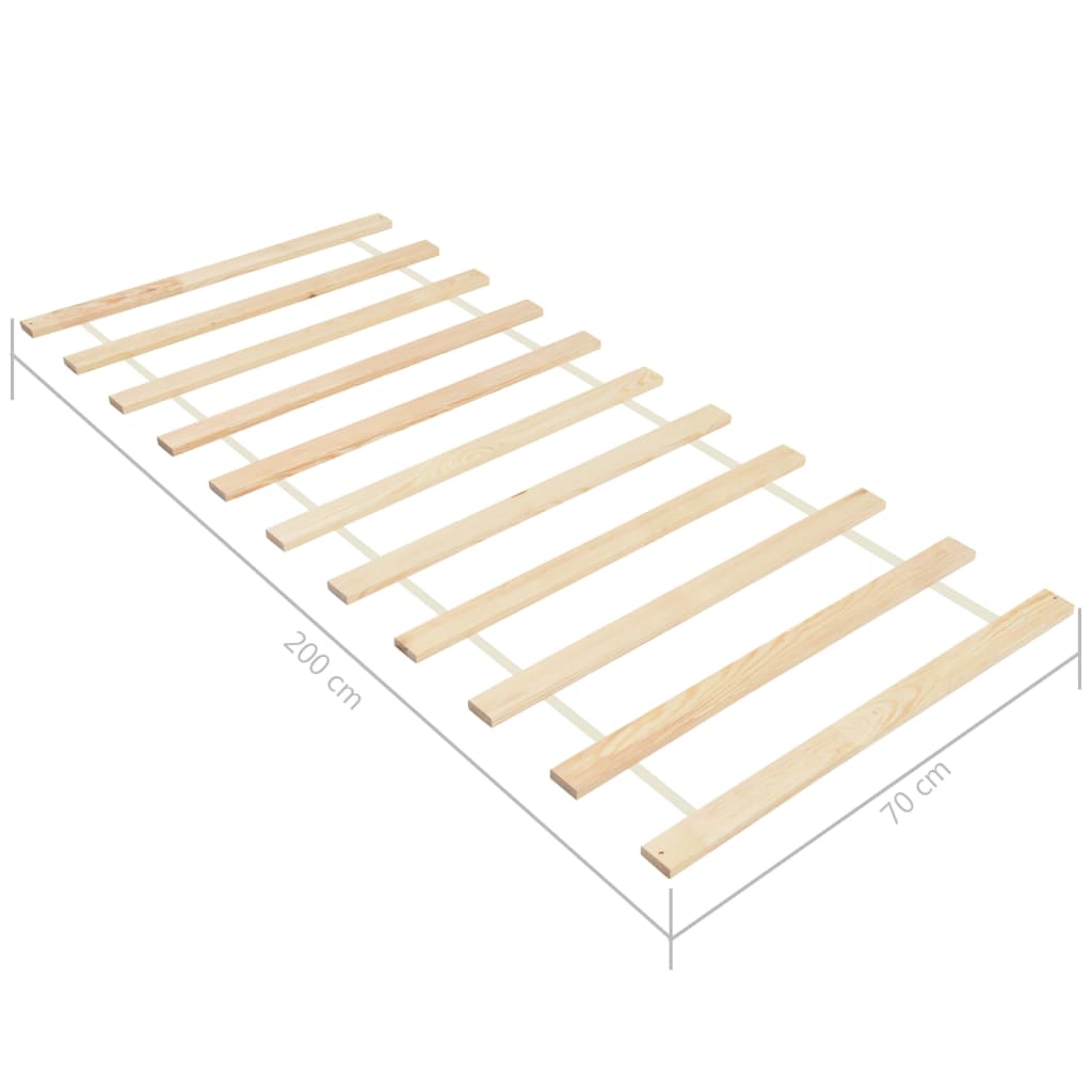 vidaXL Roll up Bed Bases 2 pcs with 11 Slats 70x200 cm Solid Pinewood