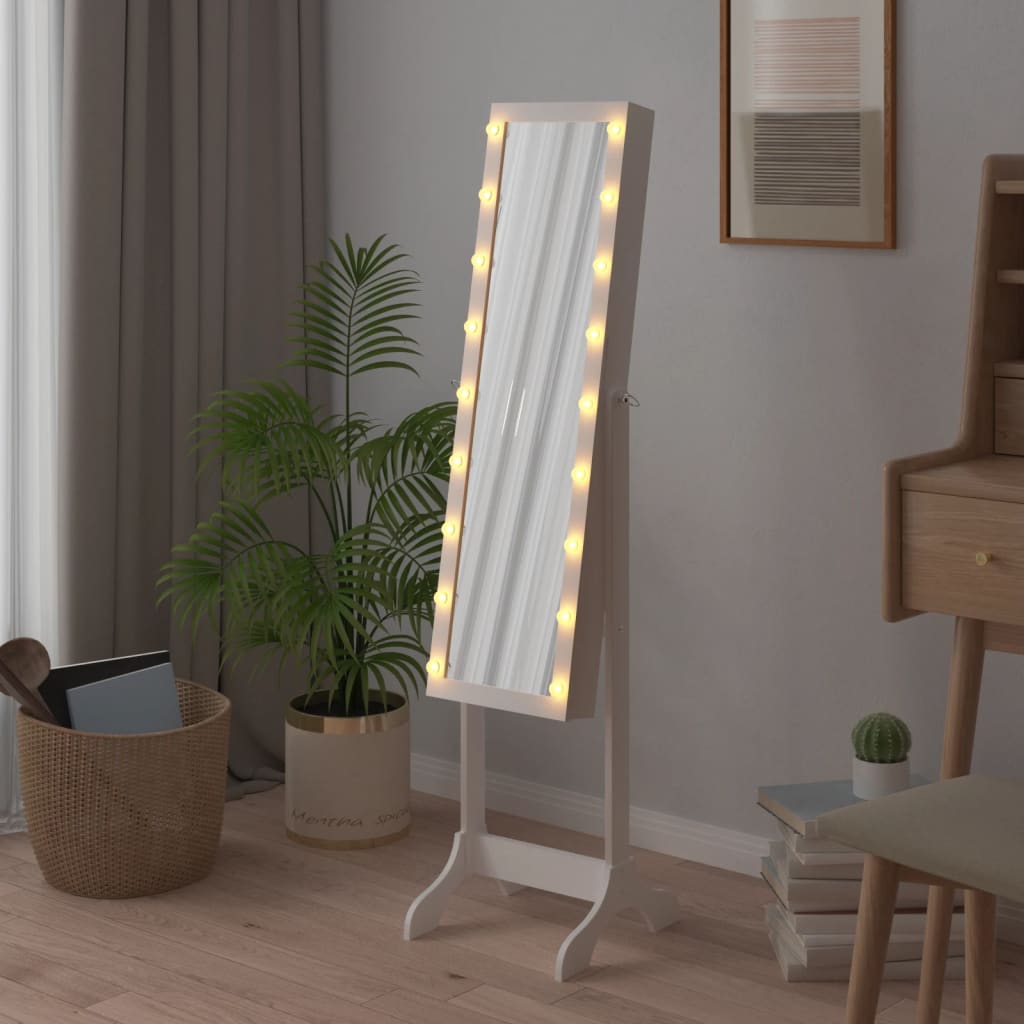 vidaXL Free-Standing Mirror with LED White 34x37x146 cm