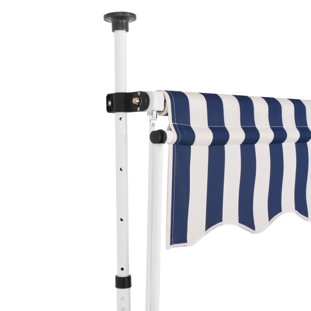 vidaXL Manual Retractable Awning 400 cm Blue and White Stripes