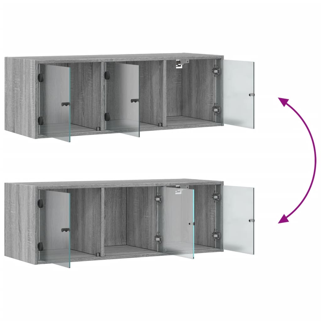 vidaXL Wall Cabinet with Glass Doors Grey Sonoma 102x37x35 cm