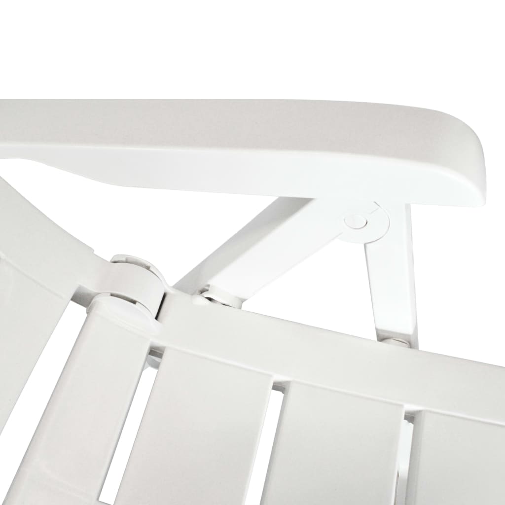 vidaXL Reclining Garden Chairs 2 pcs Plastic White