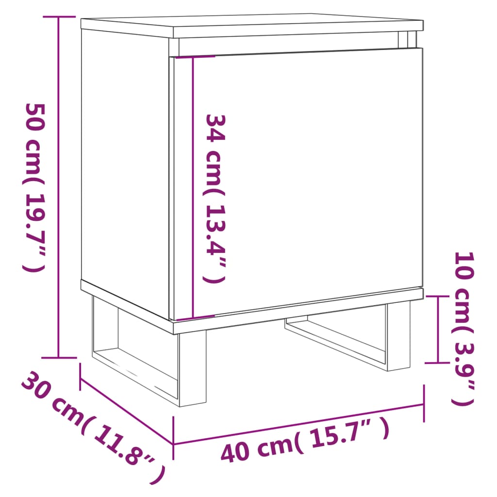 vidaXL Bedside Cabinet Brown Oak 40x30x50 cm Engineered Wood