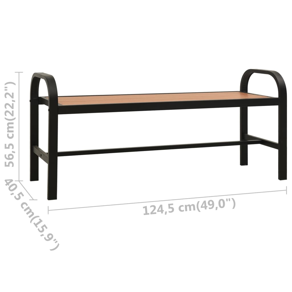 vidaXL Garden Bench 124.5 cm Steel and WPC Brown and Black