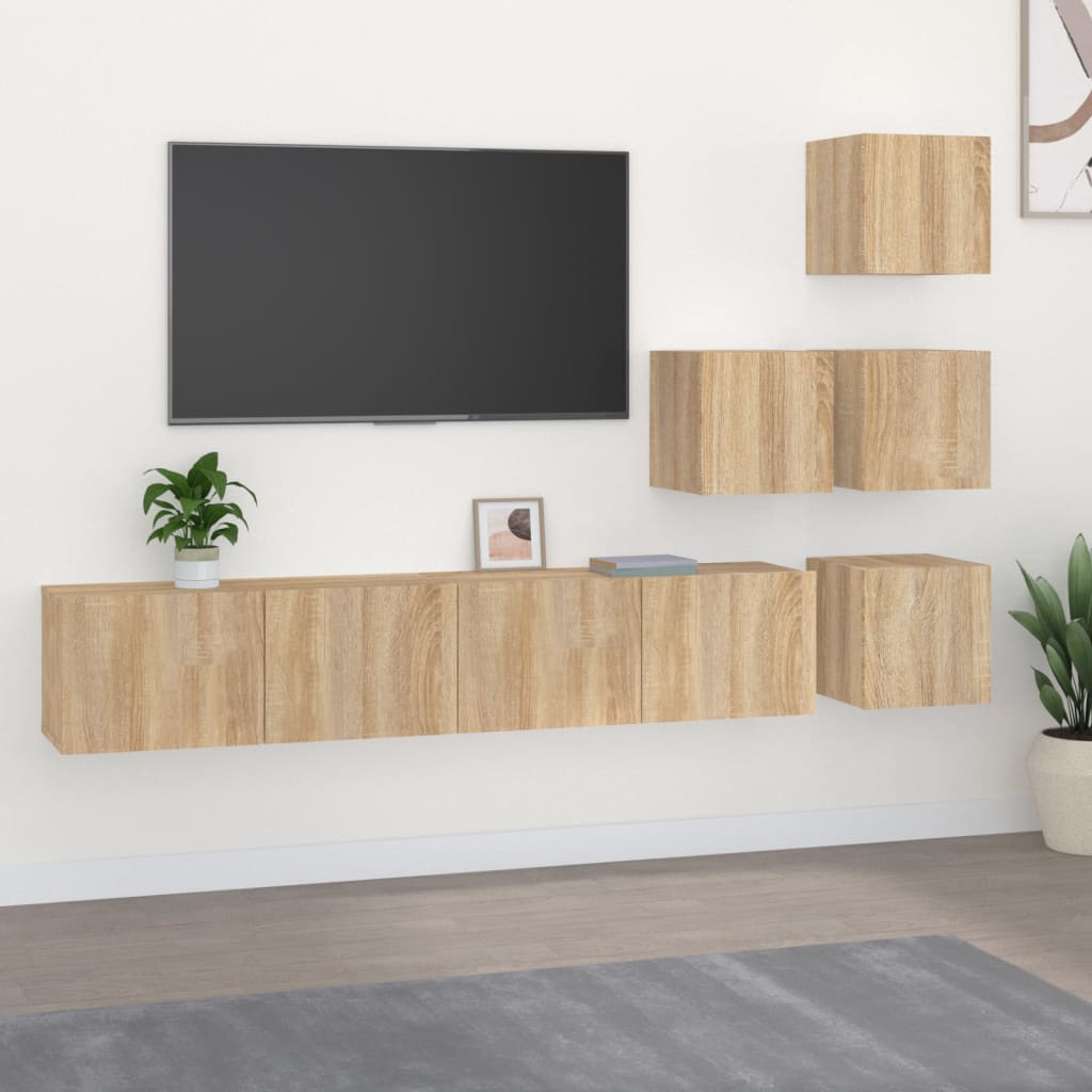 vidaXL Wall-mounted TV Cabinet Sonoma Oak Engineered Wood