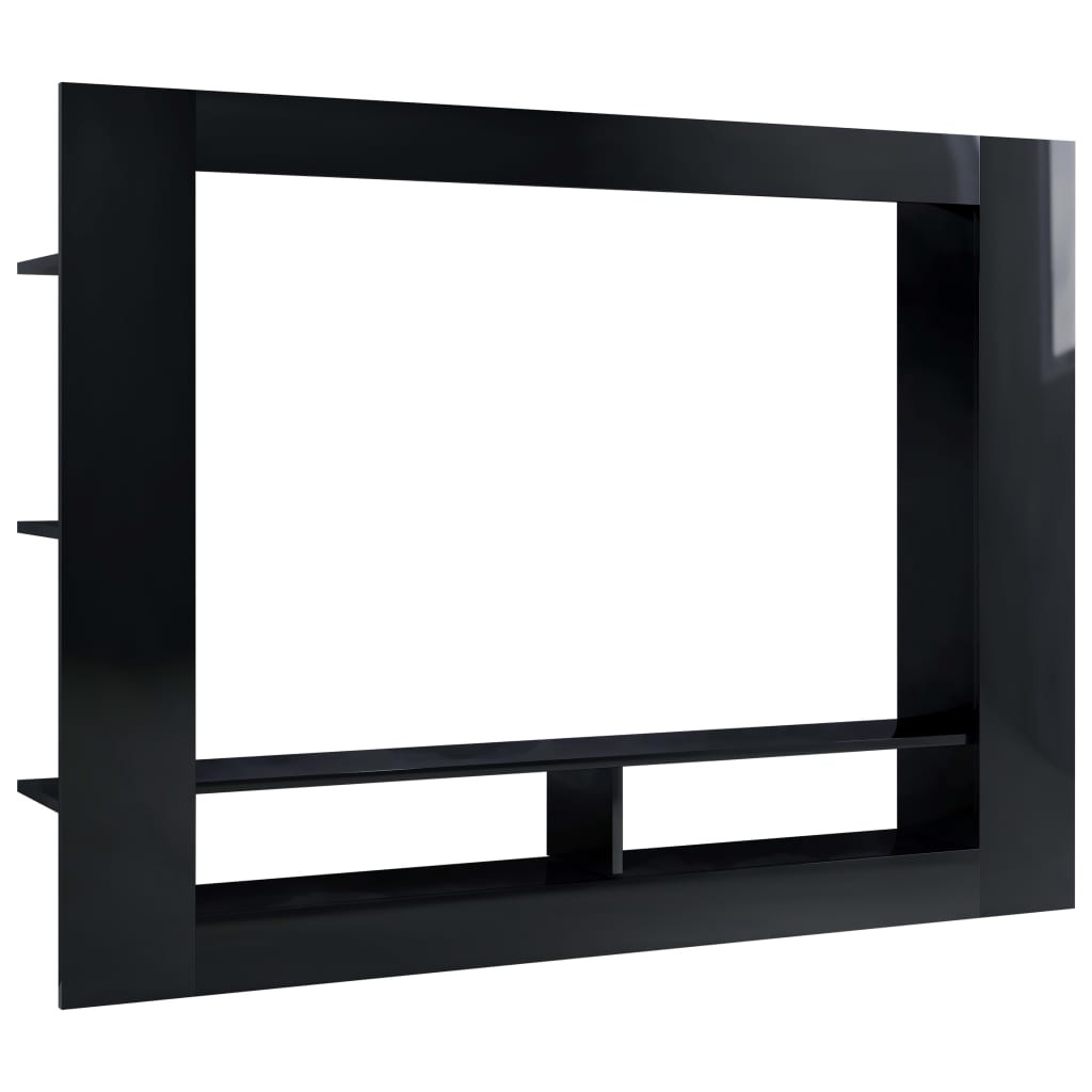 vidaXL TV Cabinet High Gloss Black 152x22x113 cm Engineered Wood