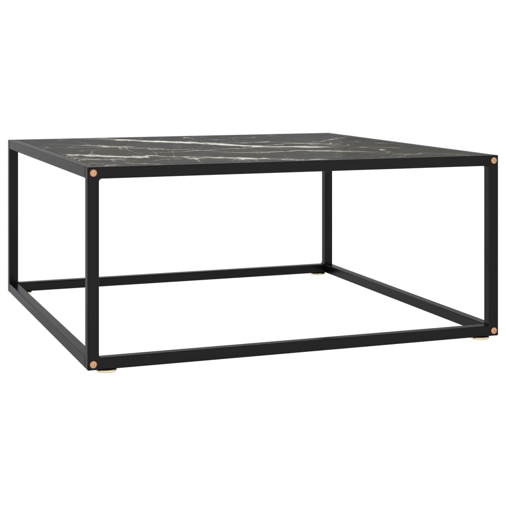 vidaXL Coffee Table Black with Black Marble Glass 80x80x35 cm