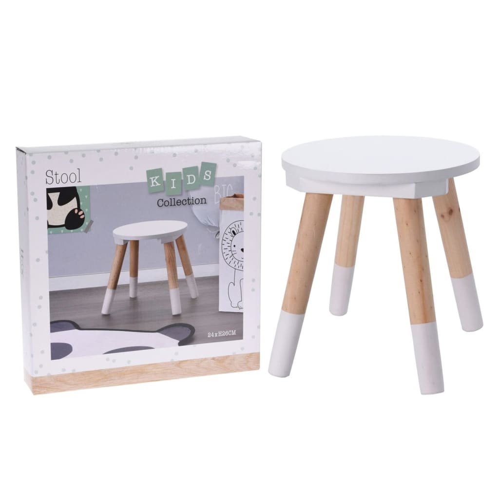 H&S Collection Stool for Children 24x26 cm White