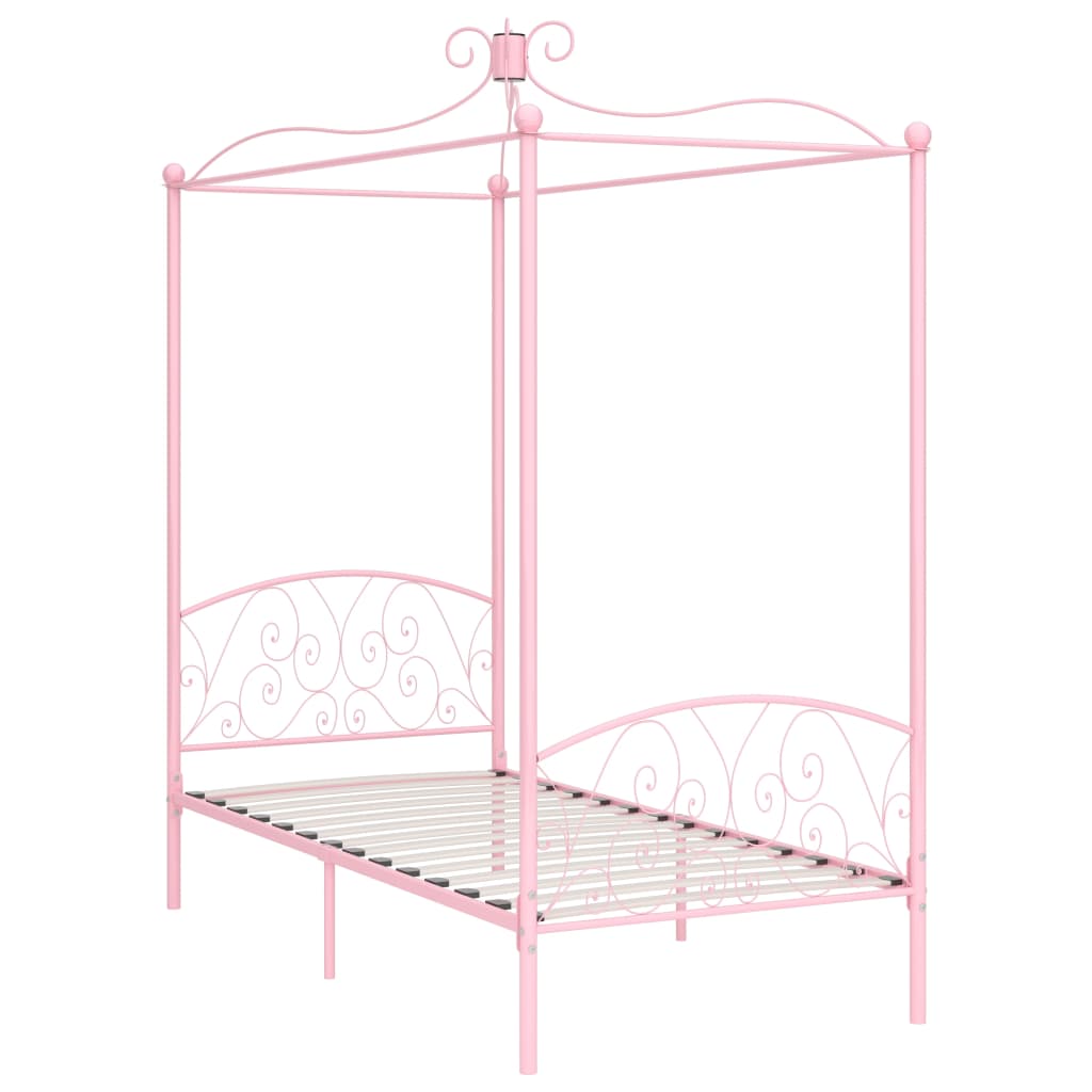 vidaXL Canopy Bed Frame Pink Metal 90x200 cm