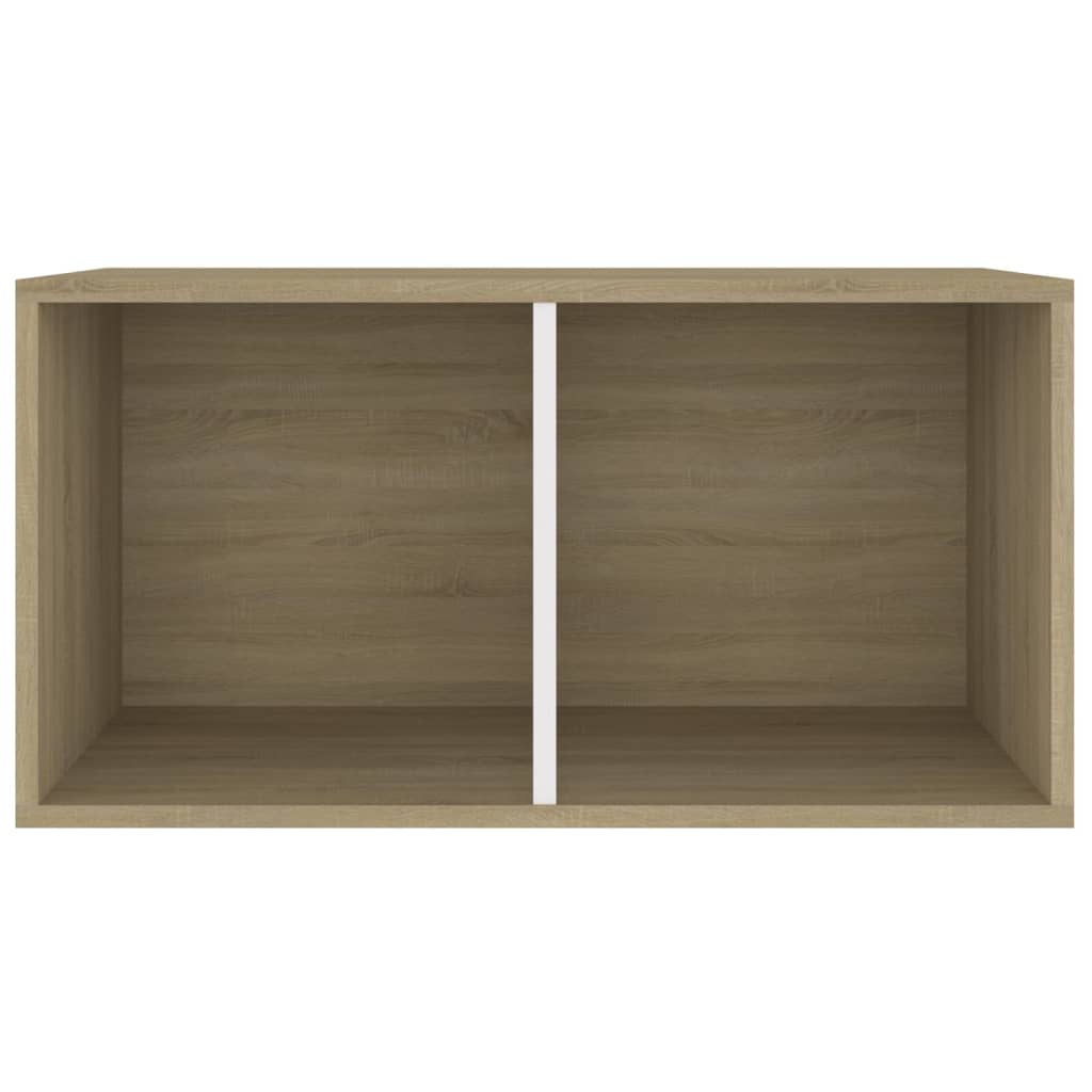 vidaXL Vinyl Storage Box White and Sonoma Oak 71x34x36 cm Engineered Wood