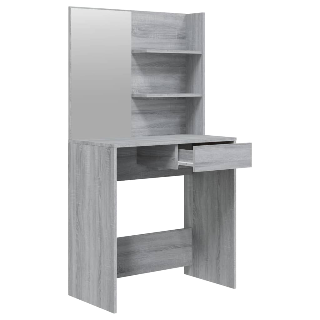 vidaXL Dressing Table with Mirror Grey Sonoma 74.5x40x141 cm