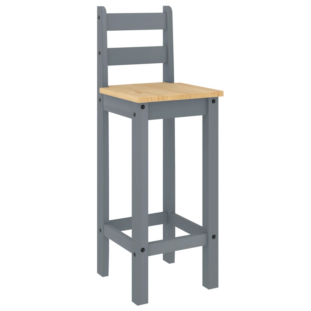 vidaXL Bar Chairs 2 pcs Grey Solid Wood Pine