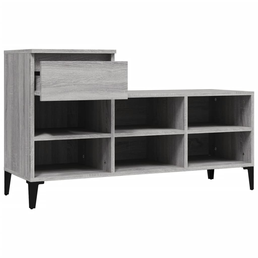 vidaXL Shoe Cabinet Grey Sonoma 102x36x60 cm Engineered Wood
