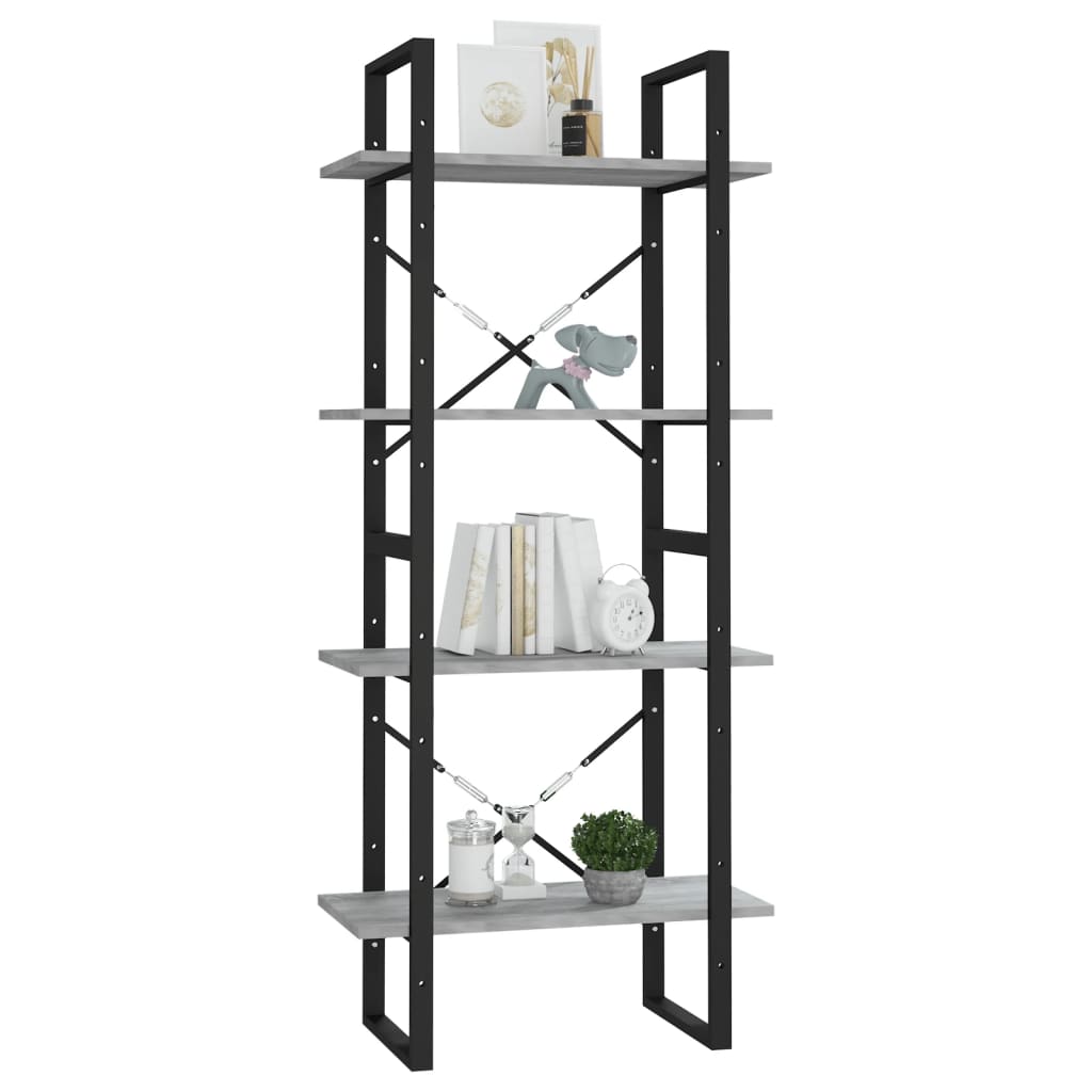 vidaXL 4-Tier Book Cabinet Grey Sonoma 60x30x140 cm Engineered Wood