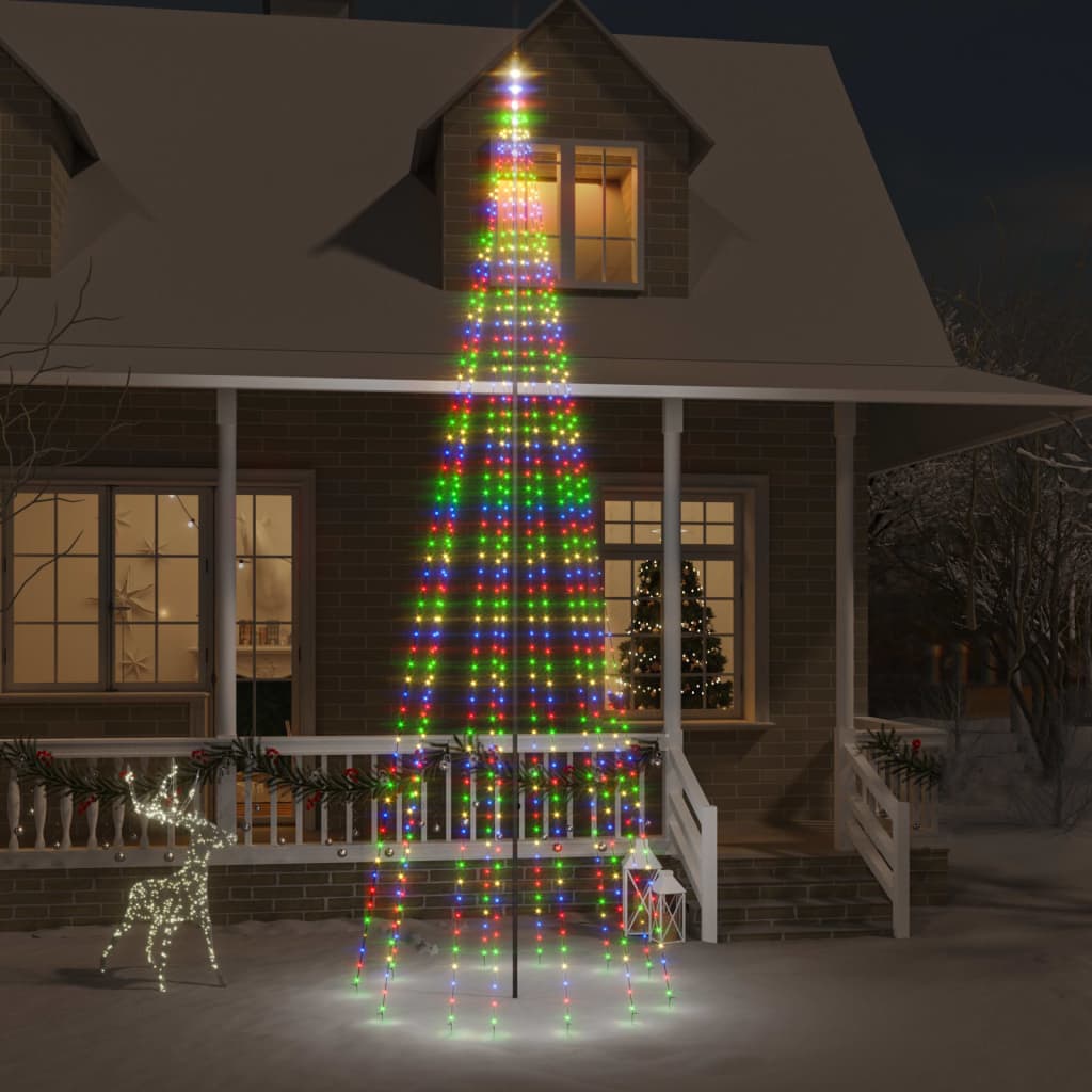 vidaXL Christmas Tree on Flagpole Colourful 732 LEDs 500 cm