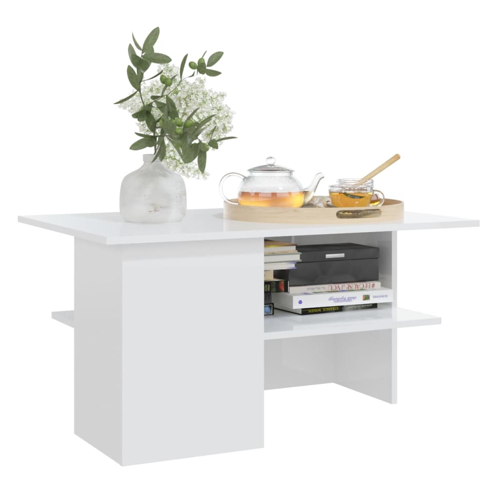 vidaXL Coffee Table High Gloss White 90x60x46.5 cm Engineered Wood