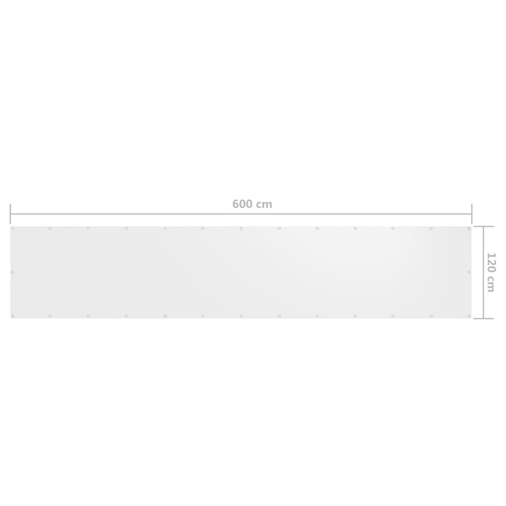 vidaXL Balcony Screen White 120x600 cm Oxford Fabric