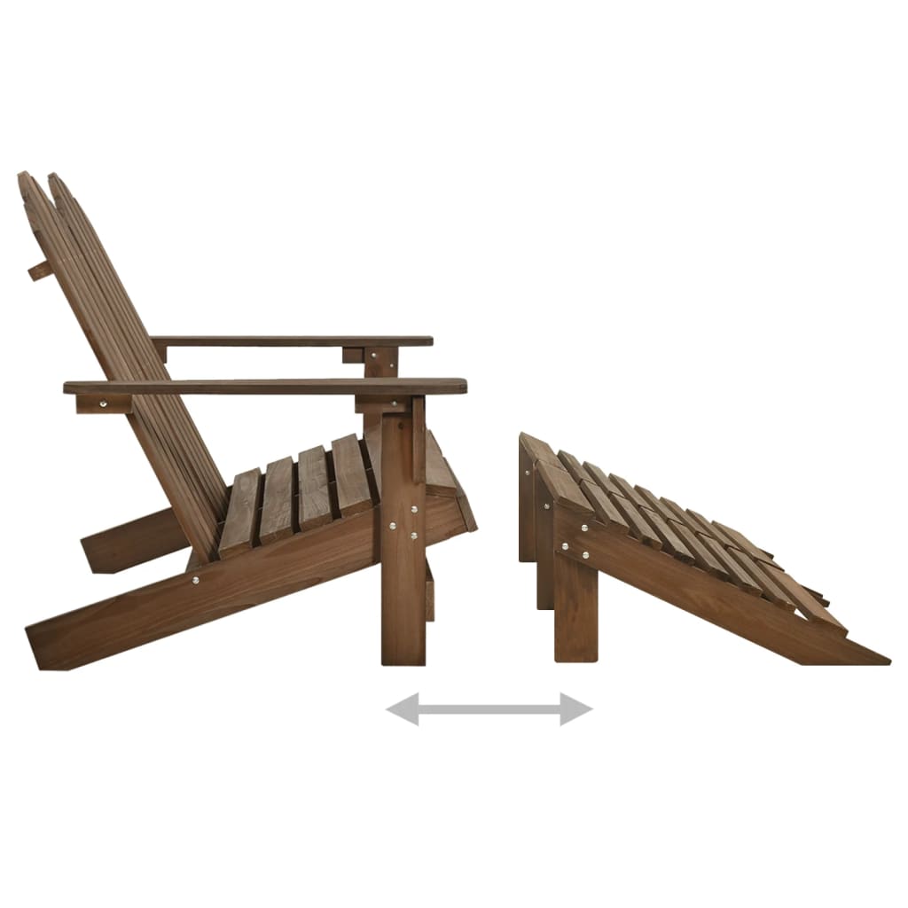 vidaXL 2-Seater Garden Adirondack Chair&Ottoman Fir Wood Brown