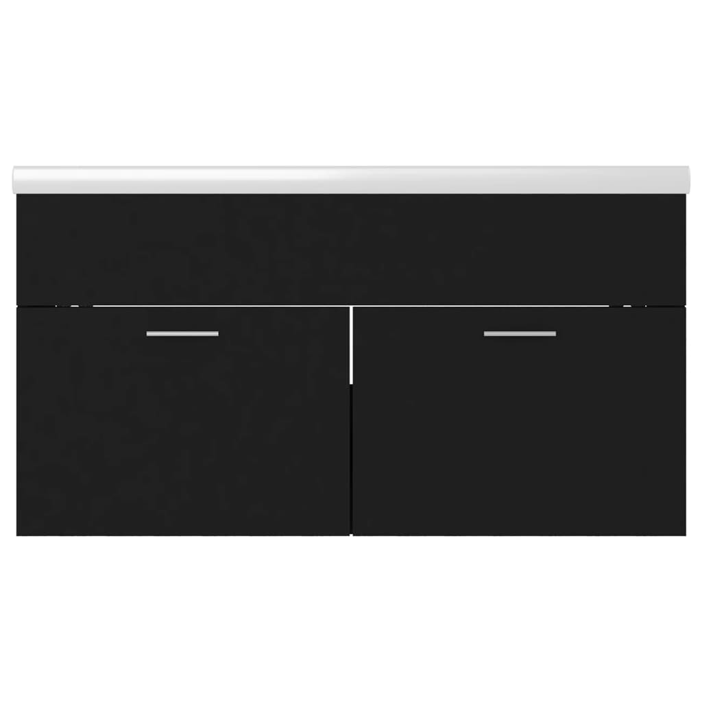 vidaXL Sink Cabinet with Built-in Basin Black Engineered Wood