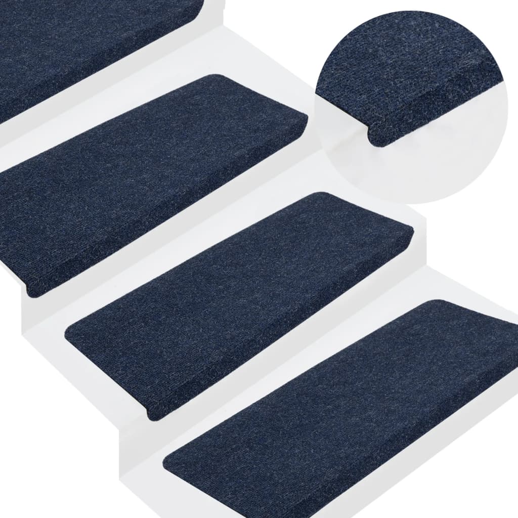 vidaXL Stair Mats Self-adhesive 15 pcs 65x24.5x3.5 cm Blue