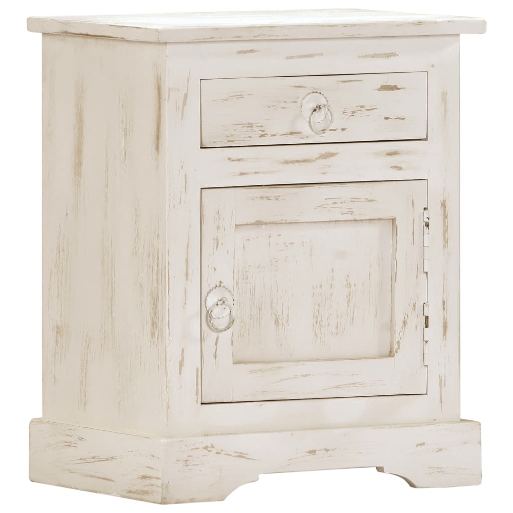 vidaXL Bedside Cabinet White 40x30x50 cm Solid Mango Wood