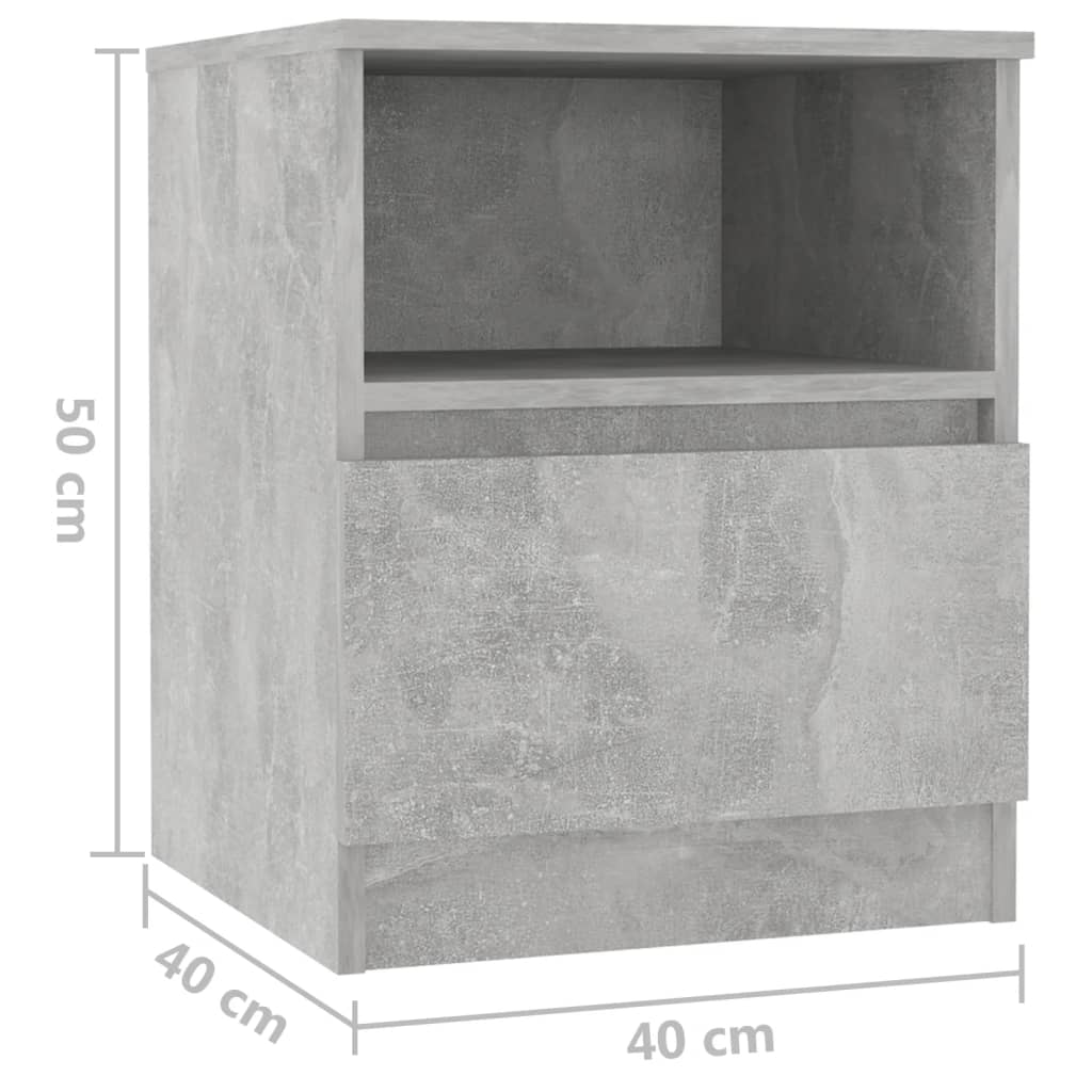 vidaXL Bed Cabinet Concrete Grey 40x40x50 cm Engineered Wood