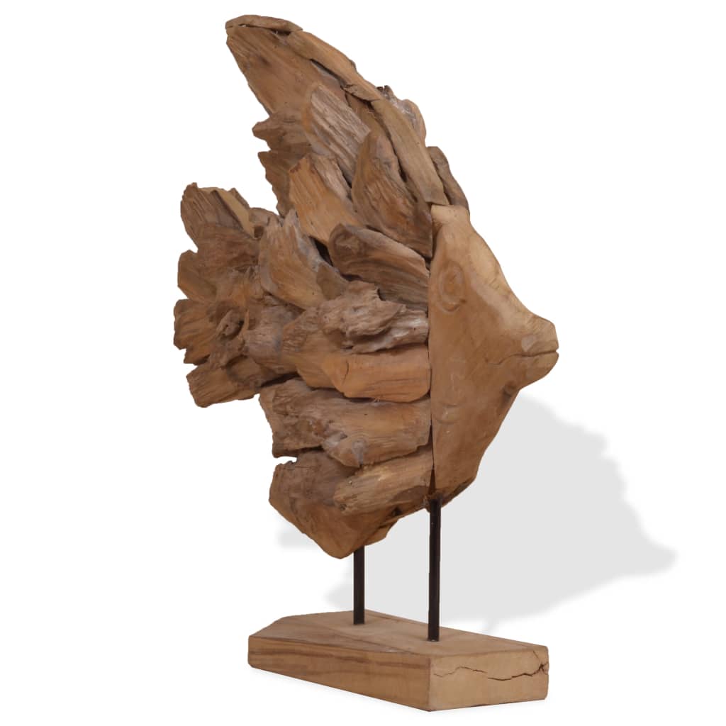 vidaXL Fish Sculpture Teak 40x12x57 cm
