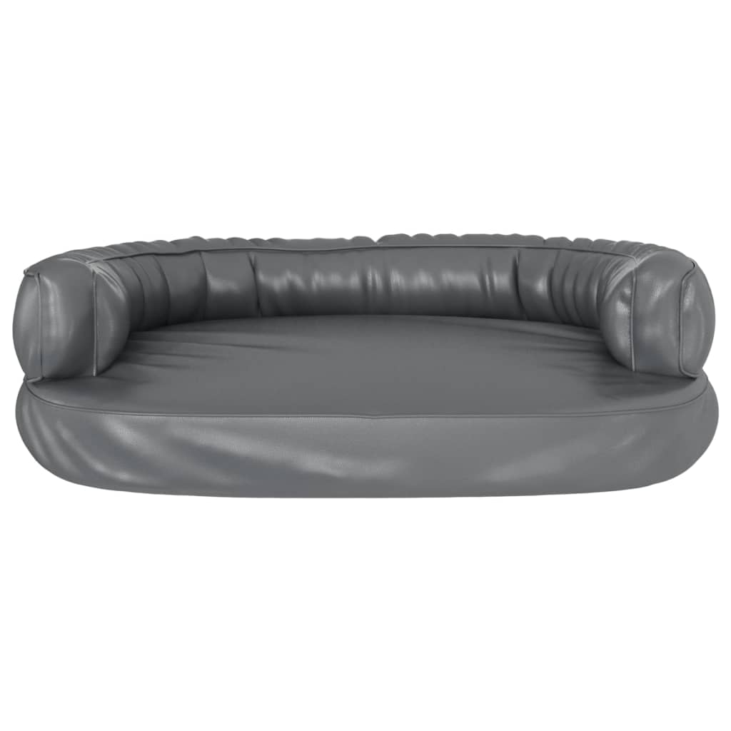 vidaXL Ergonomic Foam Dog Bed Grey 88x65 cm Faux Leather