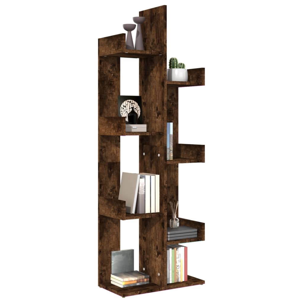 vidaXL Book Cabinet 48x25.5x140 cm Smoked Oak Engineered Wood